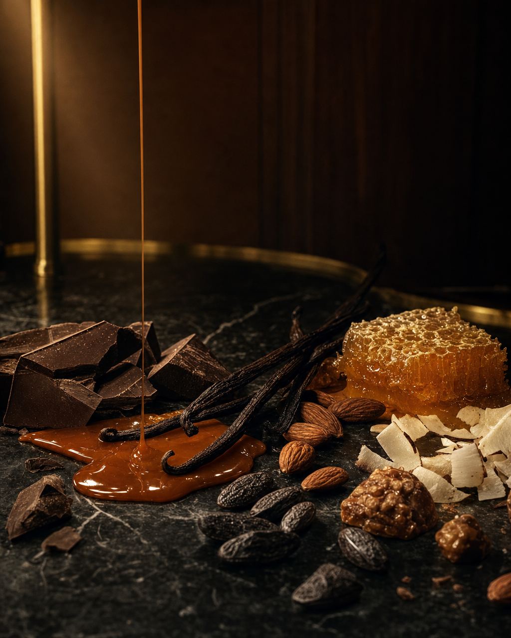Vanilla, caramel and chocolate