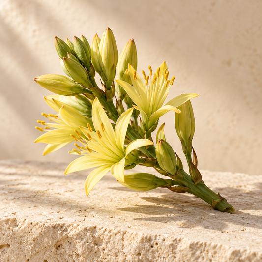 a short sprig of pale yellow agave flowers