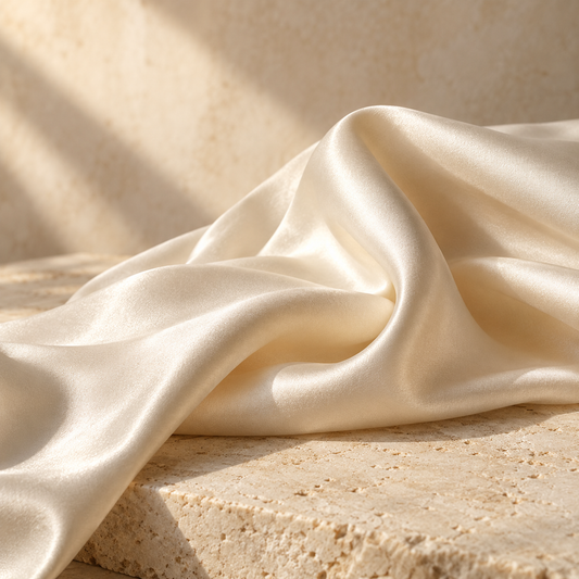 a flowing fold of ivory silk with a soft sheen