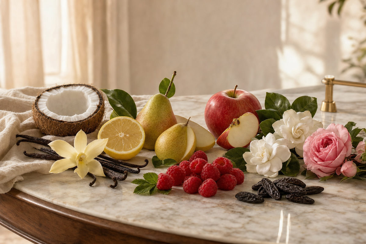 Casual fragrance collection — fine-art botanical and scent ingredient photography