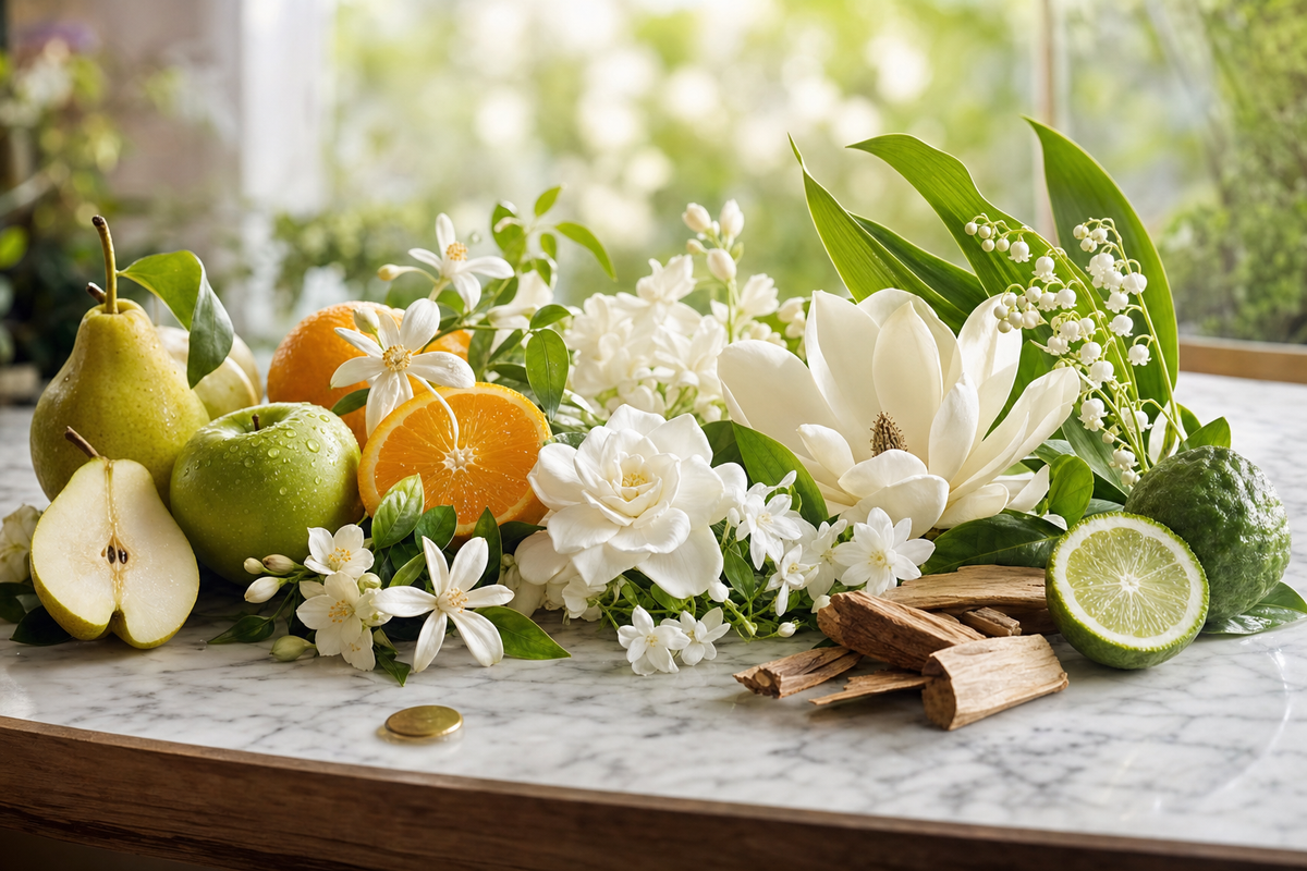 Spring fragrance collection — fine-art botanical and scent ingredient photography