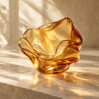 abstract warm golden light glowing through translucent amber-toned glass, no gemstone or ingredient props