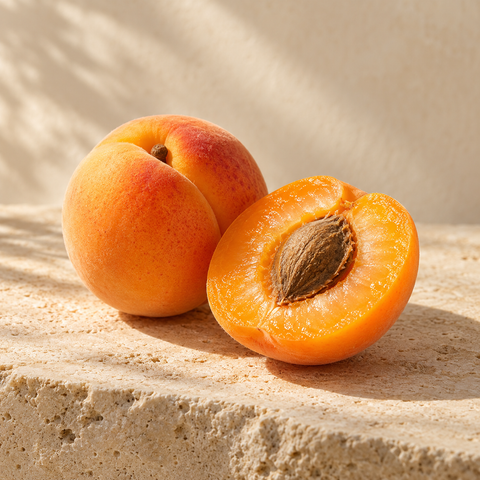 a fresh apricot and a cut half