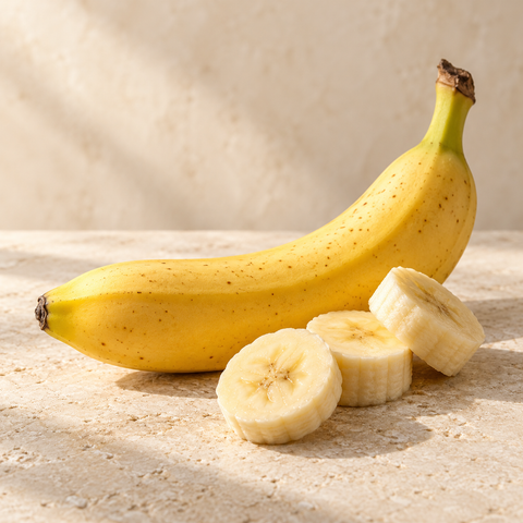 a small ripe yellow banana with a few slices