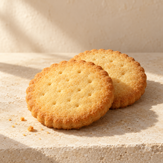 two plain golden butter biscuits