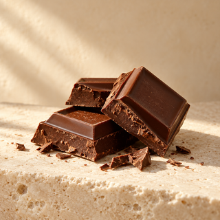 a few pieces of rich brown chocolate