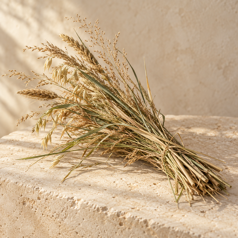 a small loose bundle of dried meadow grasses