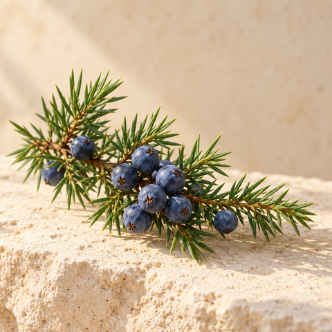 a small juniper sprig with blue berries