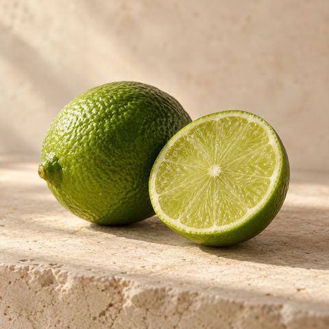 a fresh green lime and a cut half