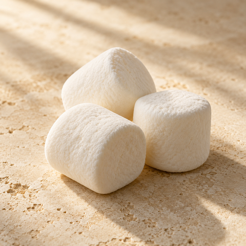 three soft white marshmallows