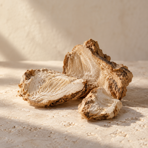 a few dried pale orris rhizome pieces