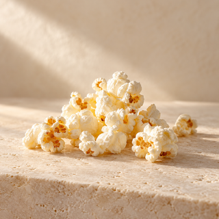 a small handful of plain popped popcorn