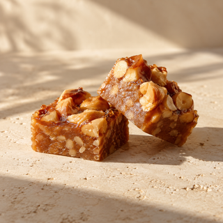 two simple golden nut praline pieces