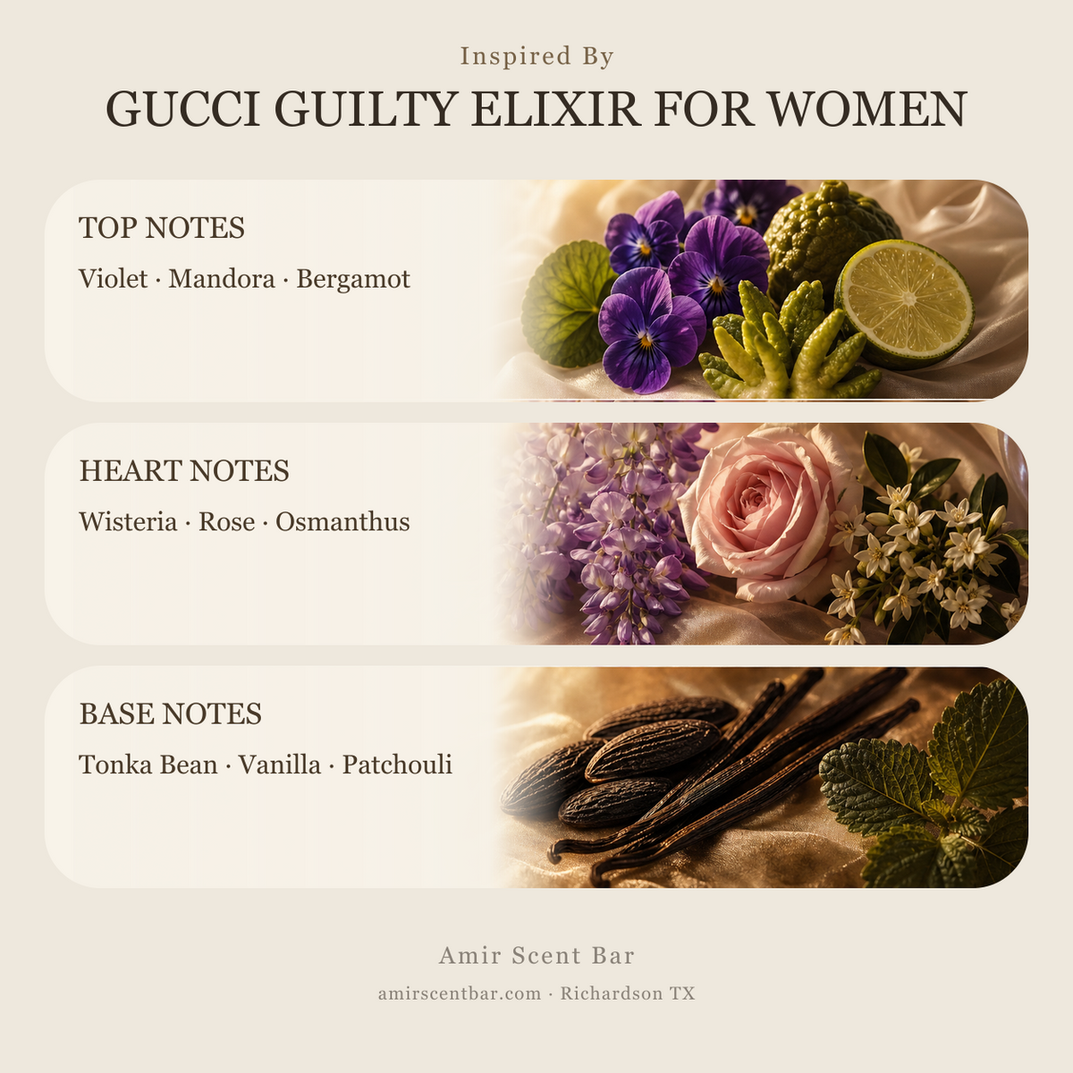 GUCCI GUILTY ELIXIR FOR WOMEN fragrance notes