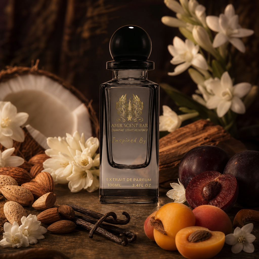 Hypnotic Poison by Amir Scent Bar with coconut, almond, vanilla, plum, apricot, white flowers and sandalwood