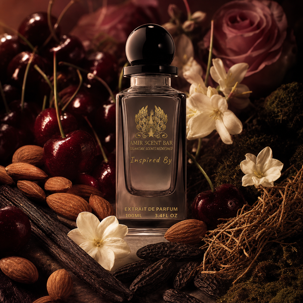 I Want Choo Forever by Amir Scent Bar with cherries, almond, jasmine, rose, vetiver, vanilla, tonka and oakmoss