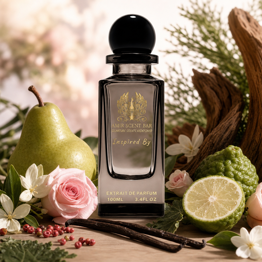 Idole by Amir Scent Bar with pear, rose, jasmine, bergamot, pink pepper, vanilla, patchouli and cedar
