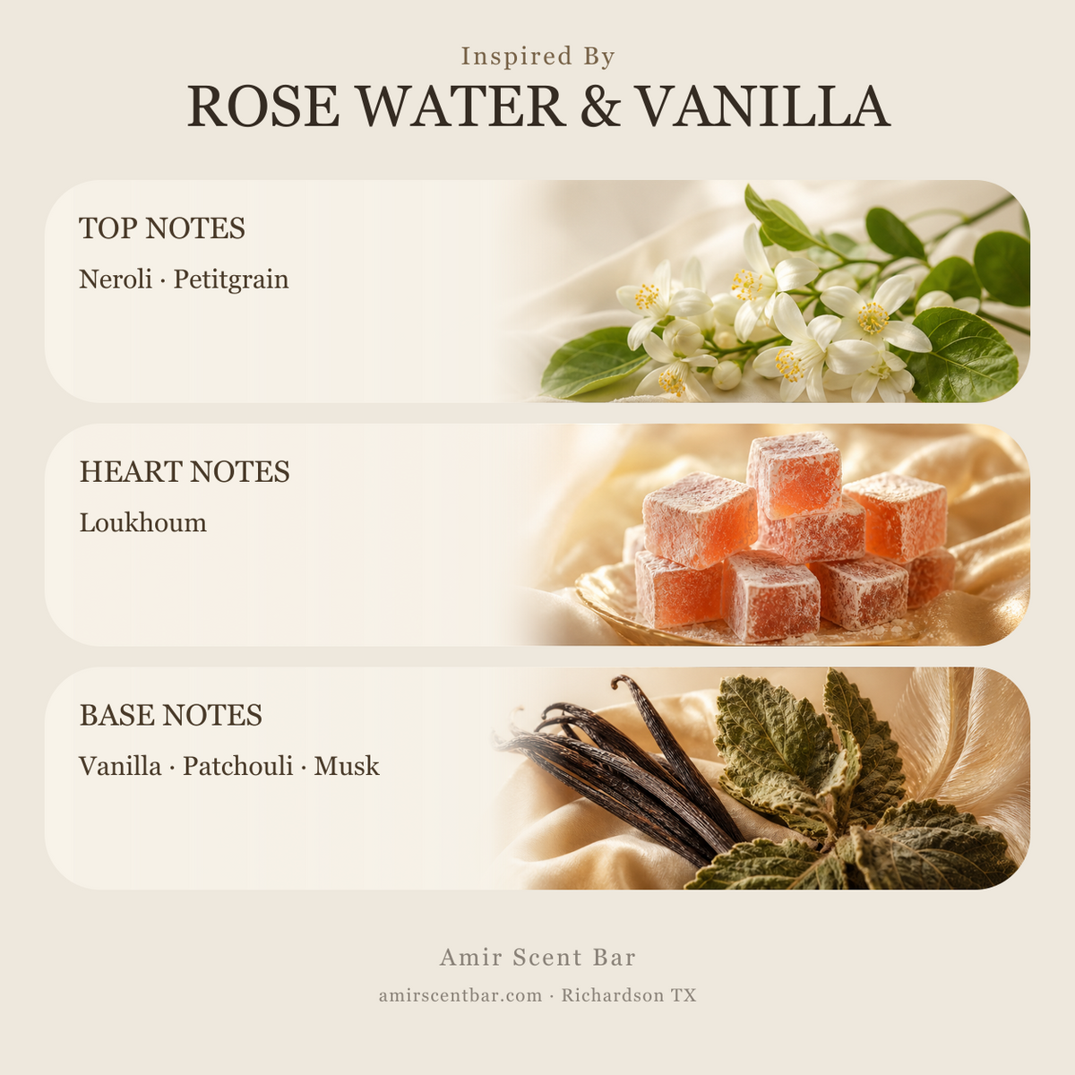 ROSE WATER & VANILLA fragrance notes