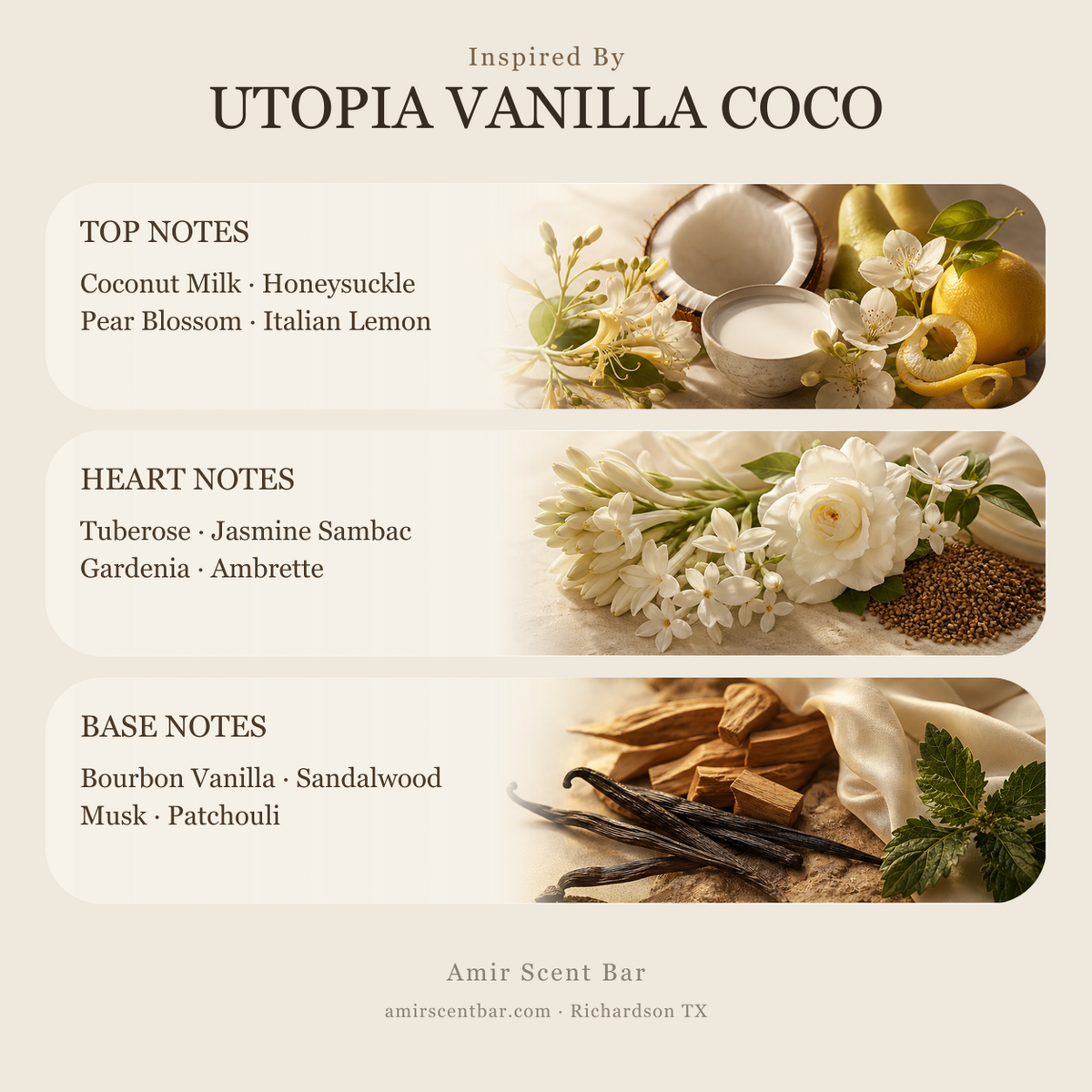 UTOPIA VANILLA COCO fragrance notes
