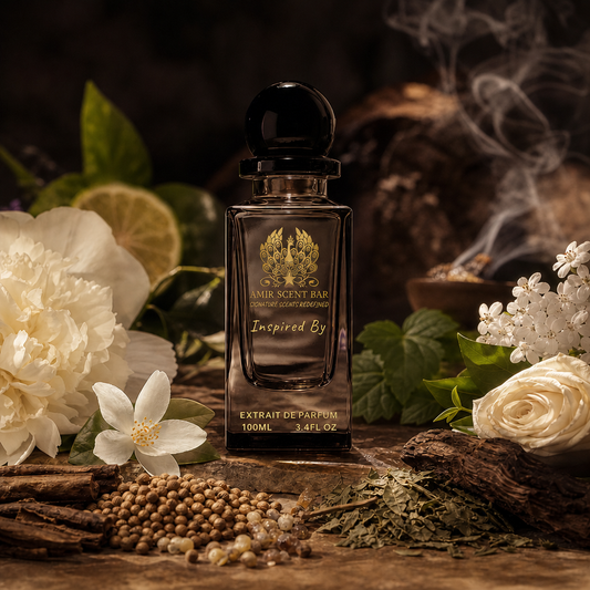 White Patchouli by Amir Scent Bar with white florals, rose, jasmine, coriander, patchouli, woods and incense