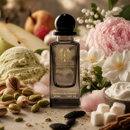 Yum Pistachio Gelato by Amir Scent Bar with pistachio, creamy gourmand and floral notes